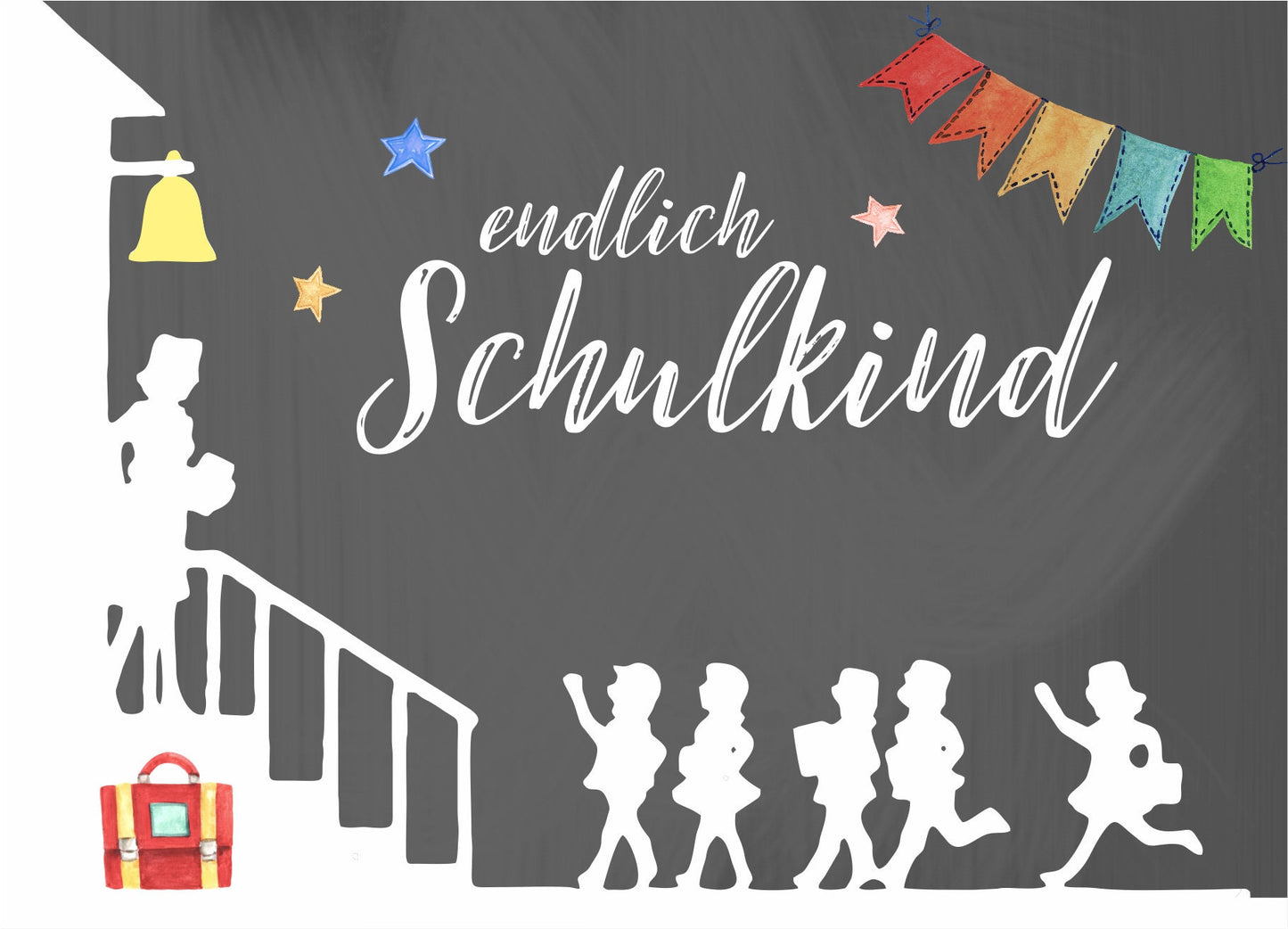 5x Einladung Einschulung Karte Retro Schule