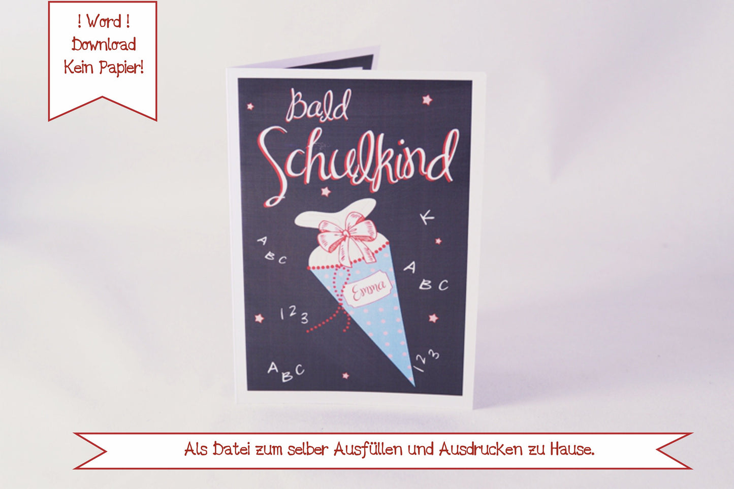 Schulkind Klappkarte Einladung - Digitales Produkt