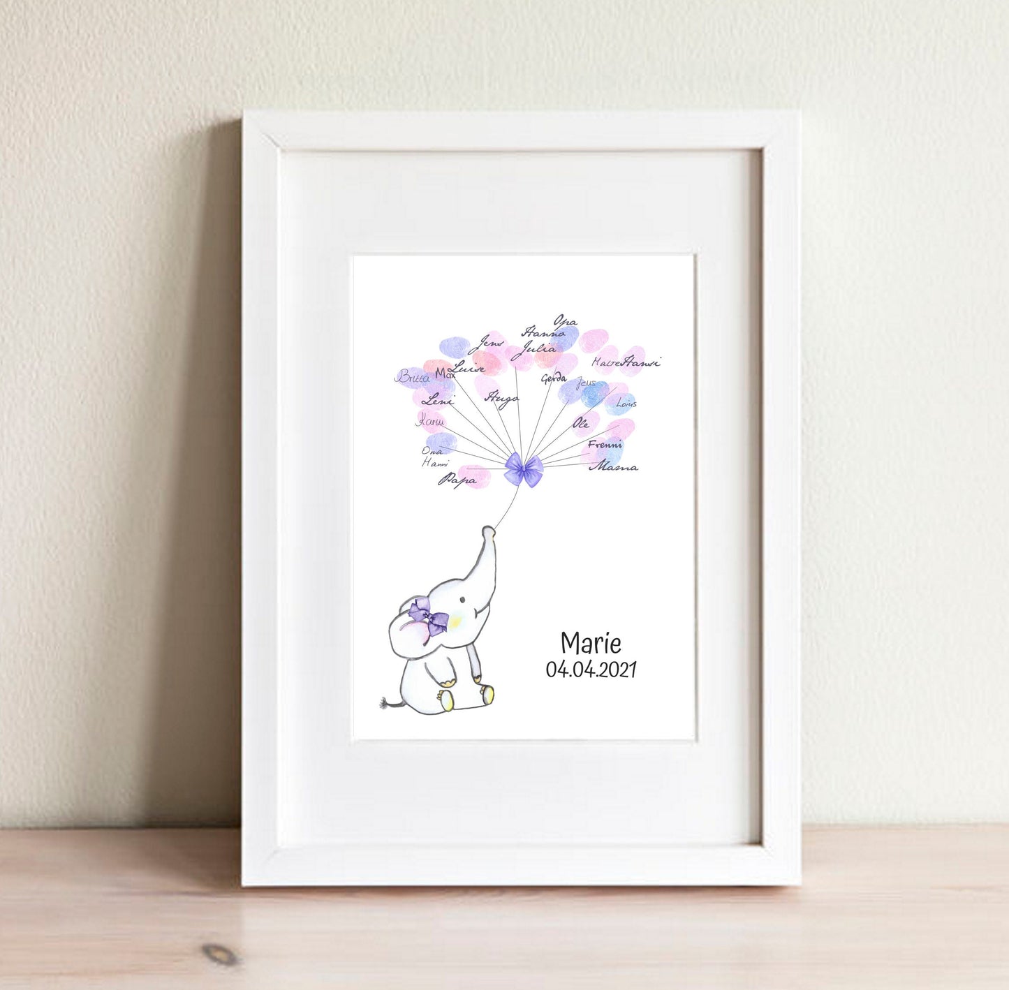 Gästebuch Kleiner Elefant Lila - Fingerprint Tree