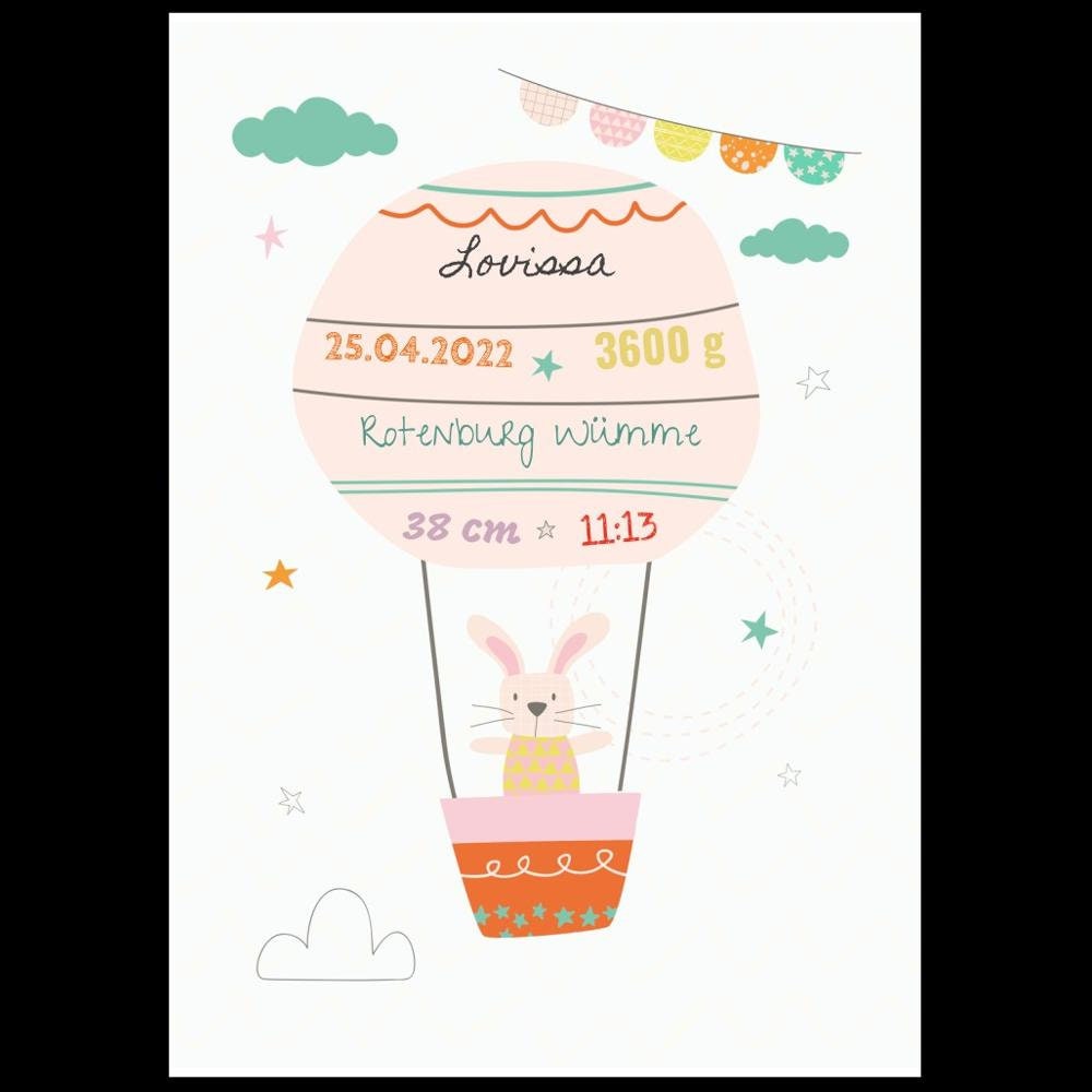 Poster zur Geburt - Geschenk individualisiert - kleiner Hase
