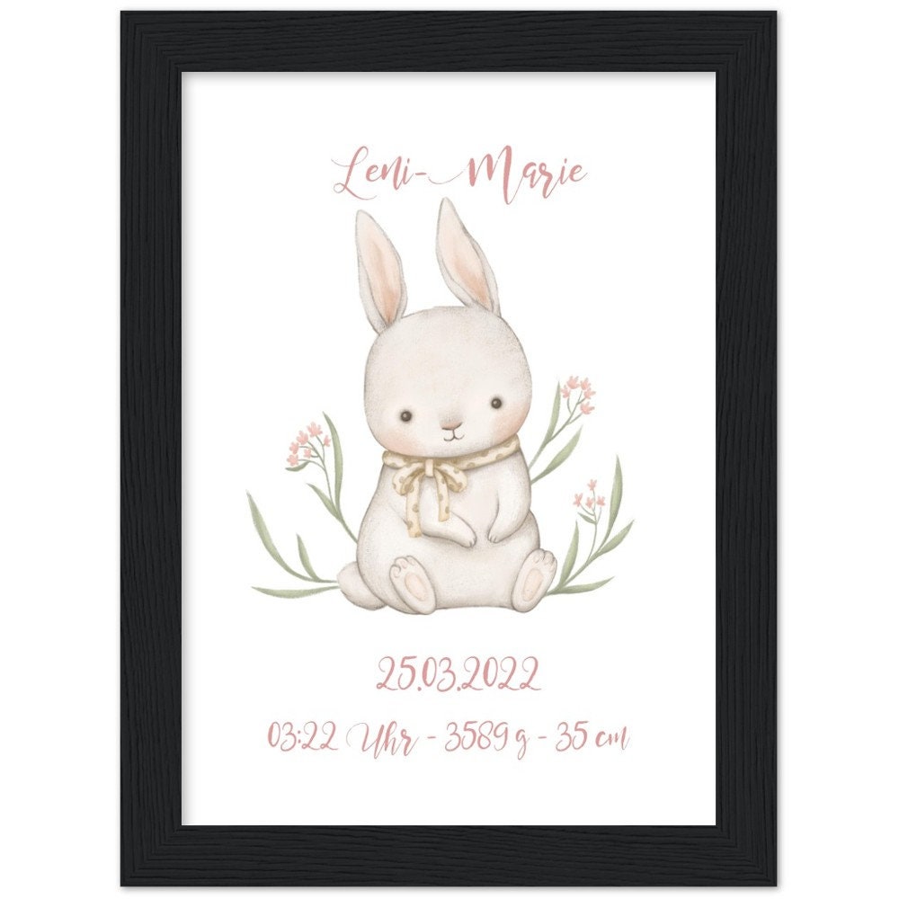 Geburtsbild Kleiner Hase mit Rahmen