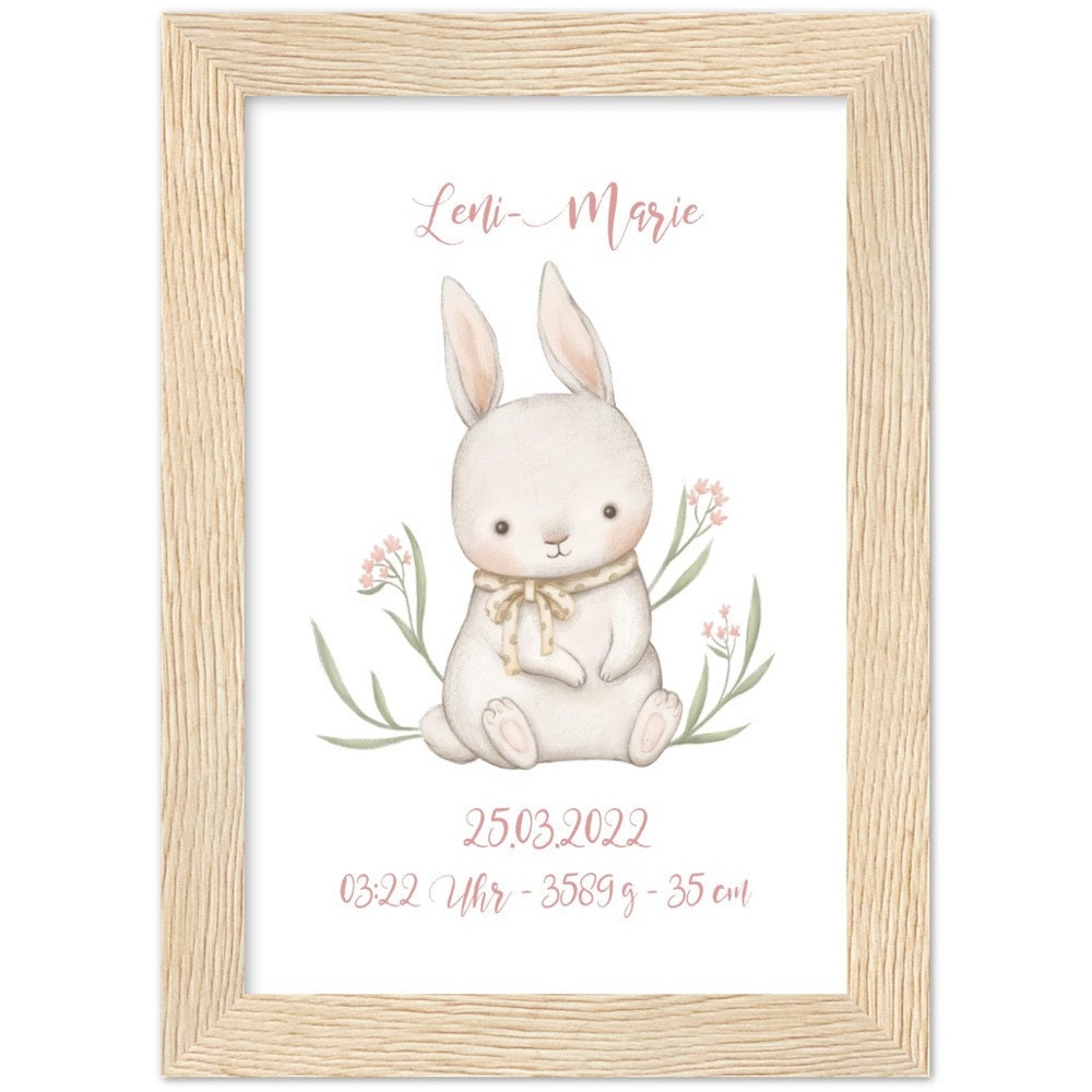 Geburtsbild Kleiner Hase mit Rahmen