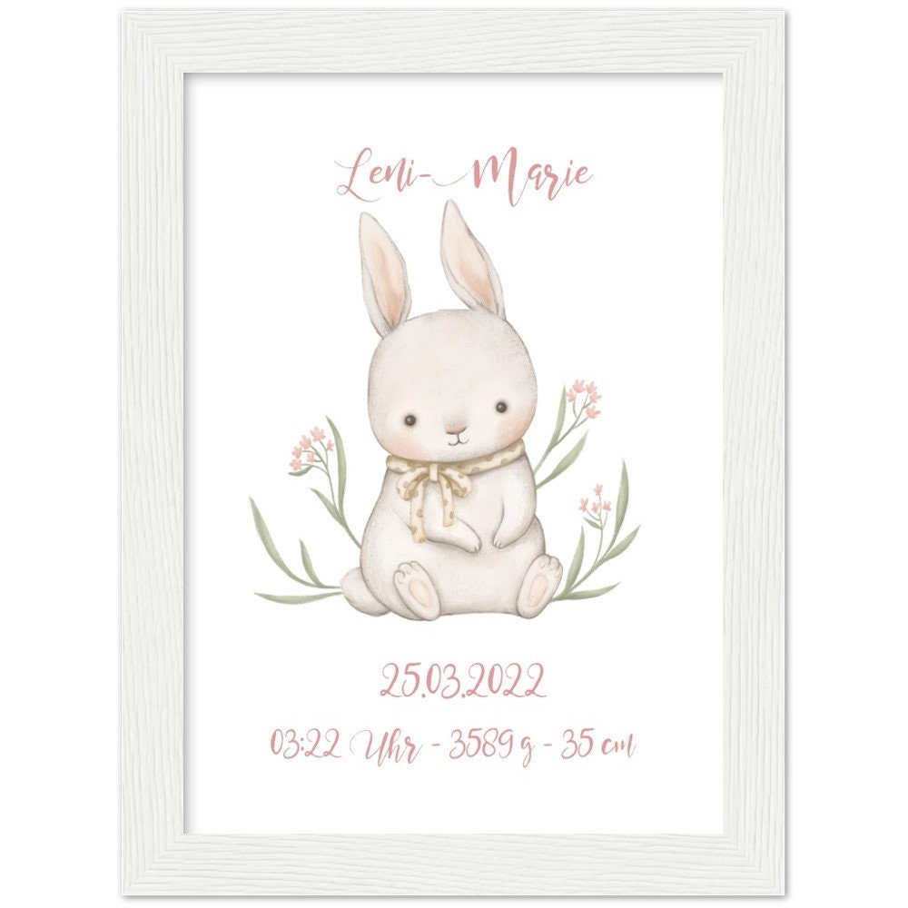 Geburtsbild Kleiner Hase mit Rahmen
