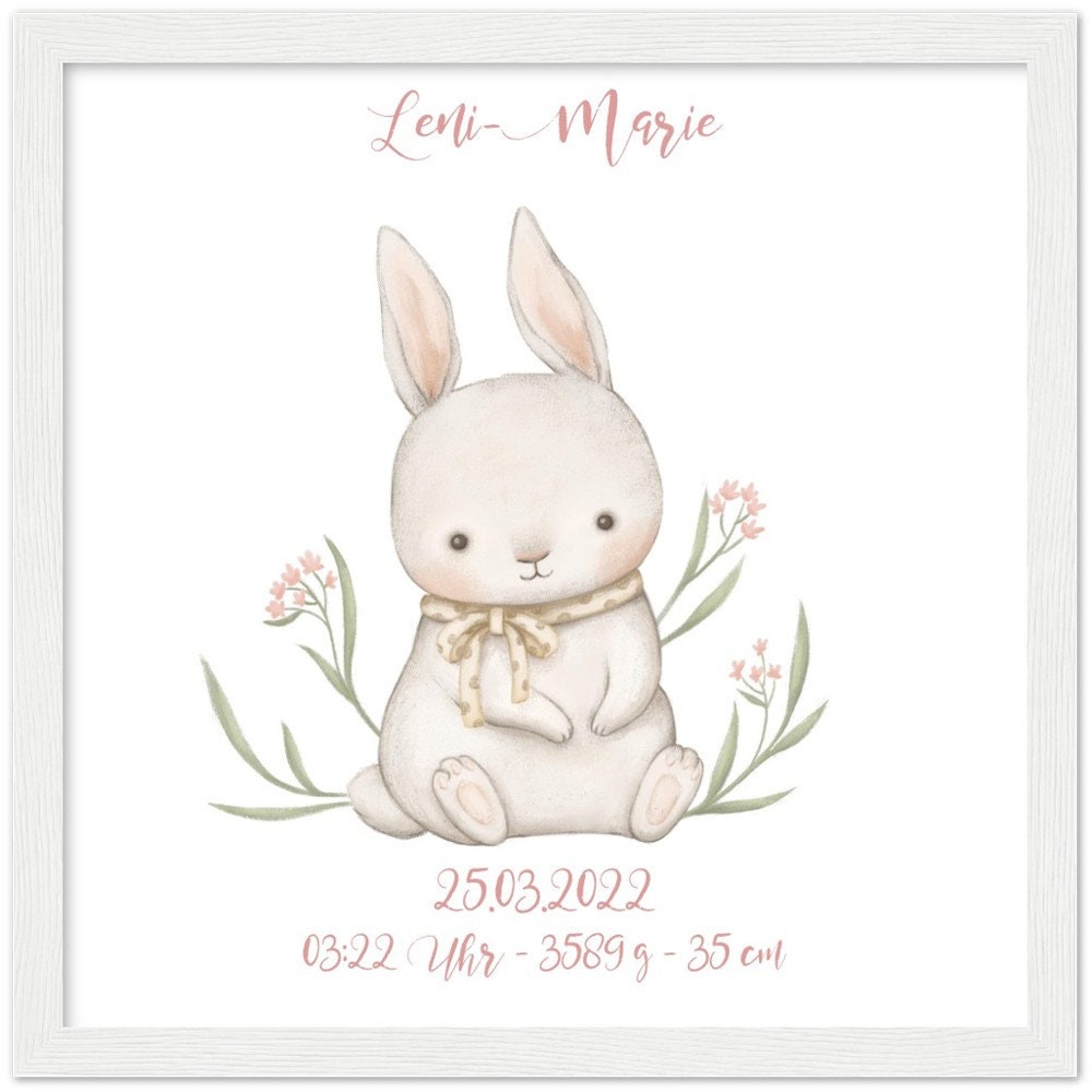 Geburtsbild Kleiner Hase mit Rahmen