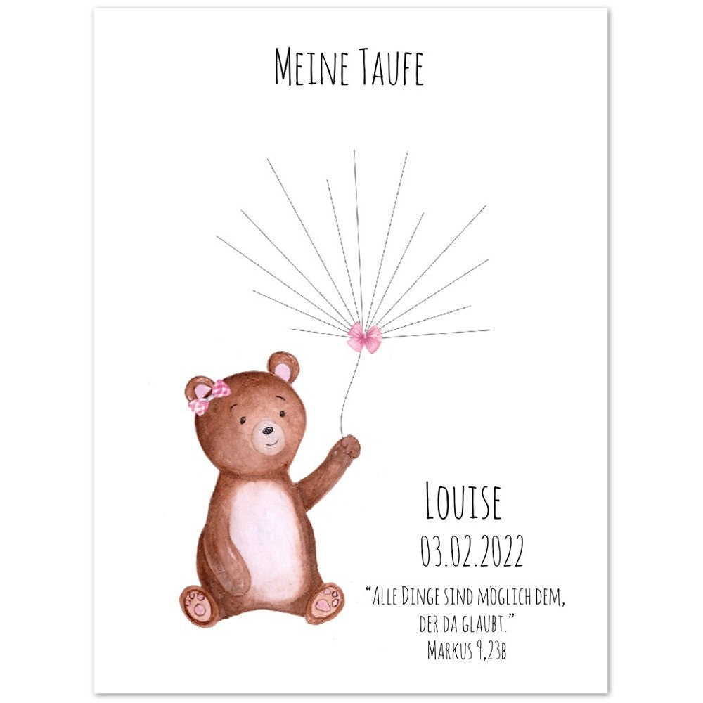 Taufe Gästebuch kleiner Bär Mädchen