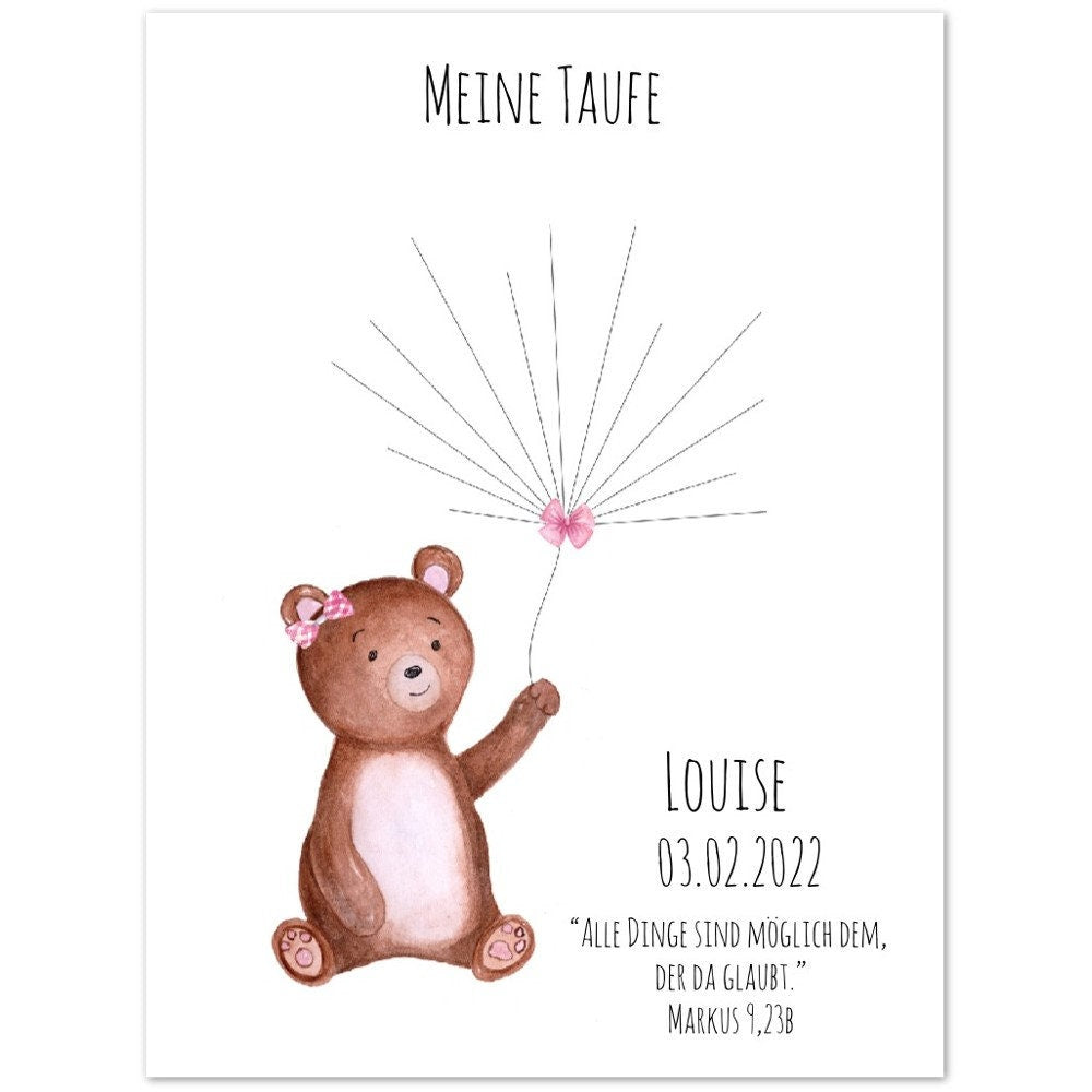 Taufe Gästebuch kleiner Bär Mädchen