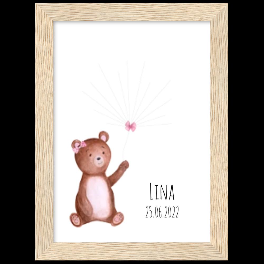 Poster mit Rahmen Mädchen Fingerprint Geburt Taufe