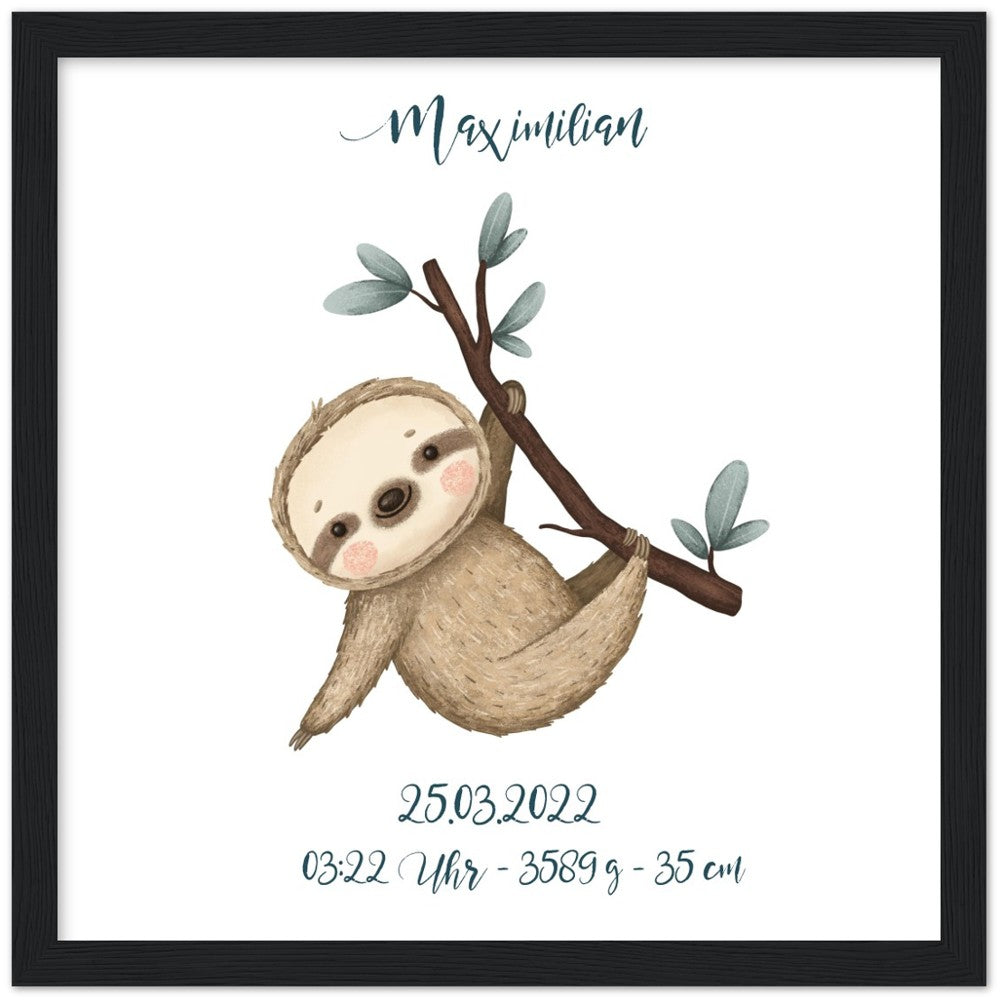 Kleines Faultier - individualisiertes Geschenk zur Geburt