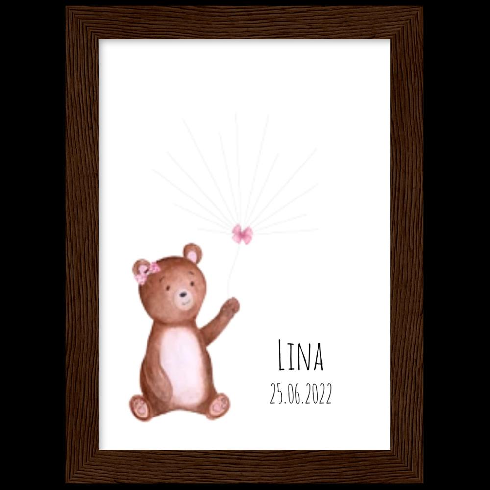 Poster mit Rahmen Mädchen Fingerprint Geburt Taufe