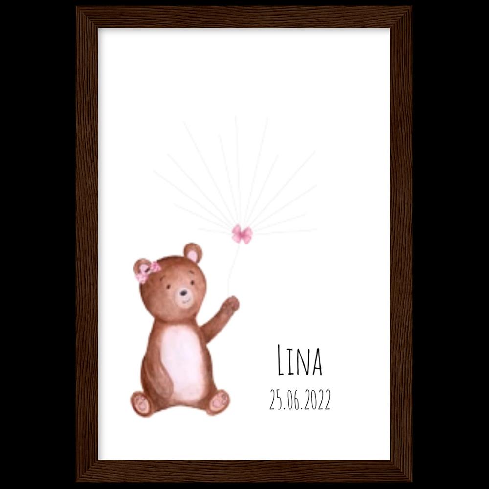 Poster mit Rahmen Mädchen Fingerprint Geburt Taufe