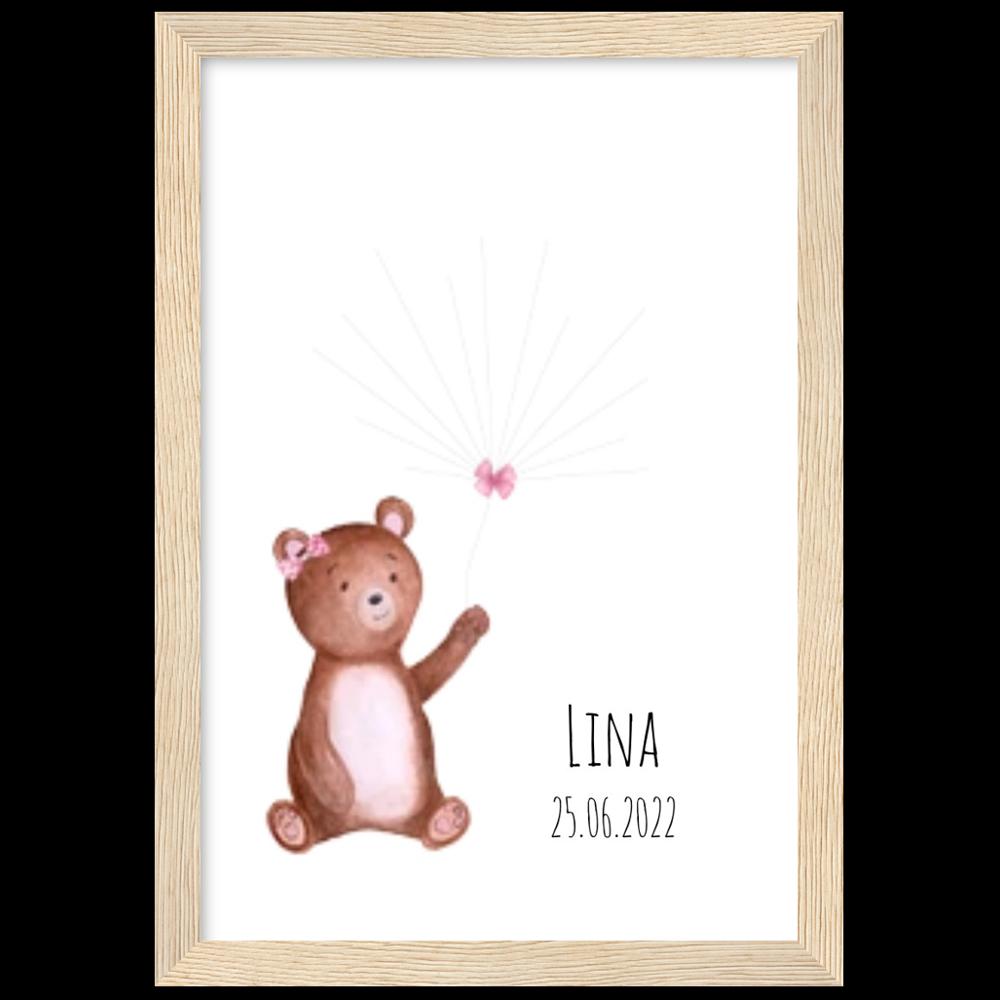 Poster mit Rahmen Mädchen Fingerprint Geburt Taufe