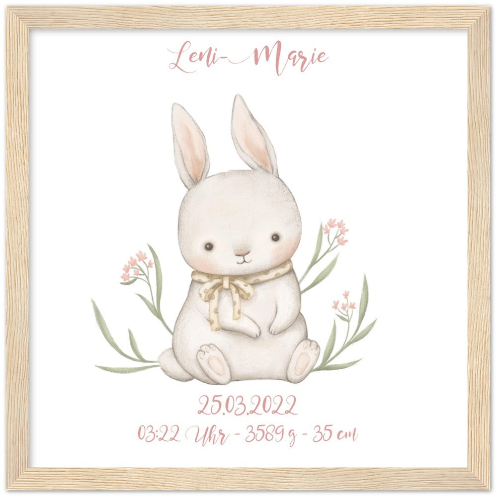 Kleiner Hase - Geschenk zur Geburt - individualisiert mit Rahmen
