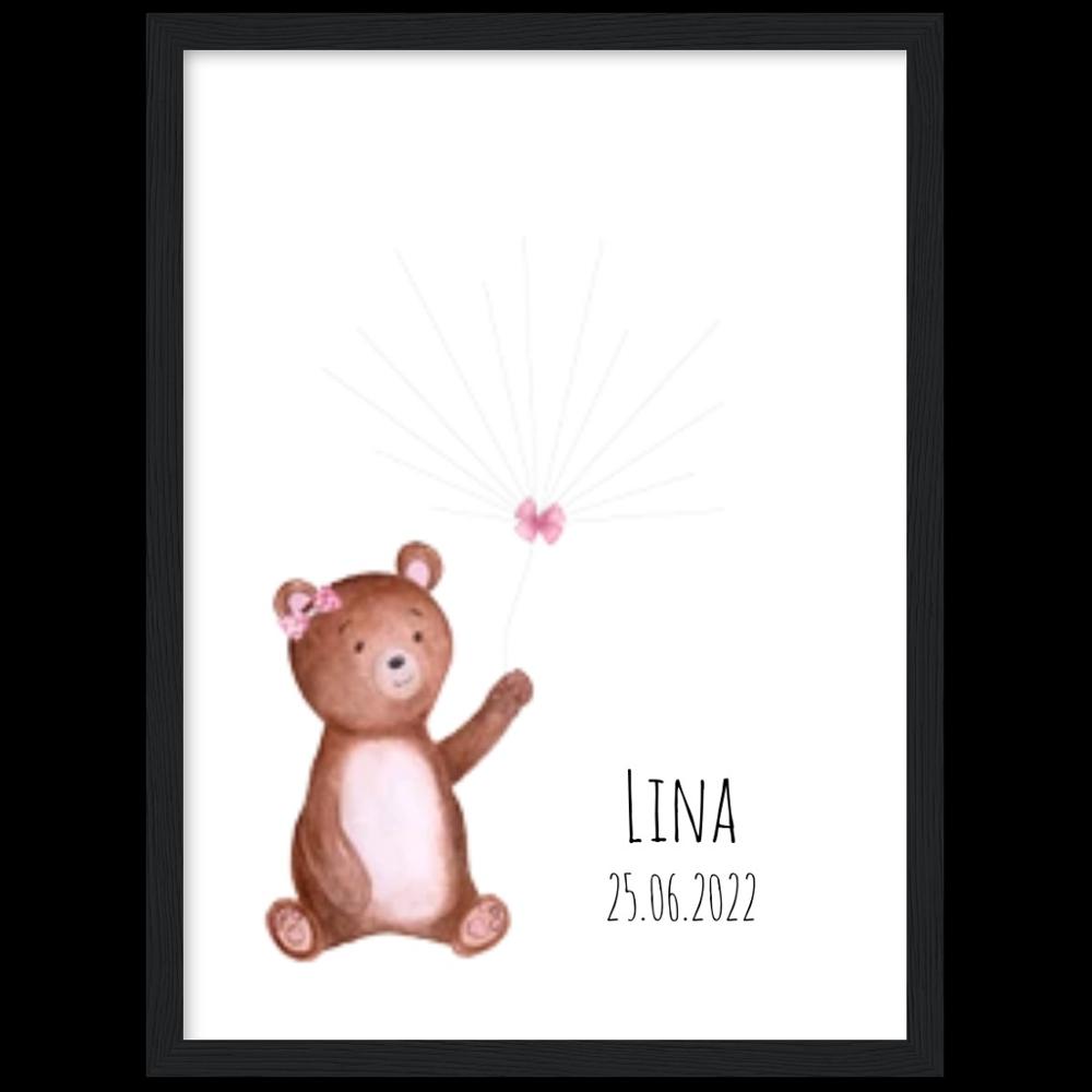 Poster mit Rahmen Mädchen Fingerprint Geburt Taufe