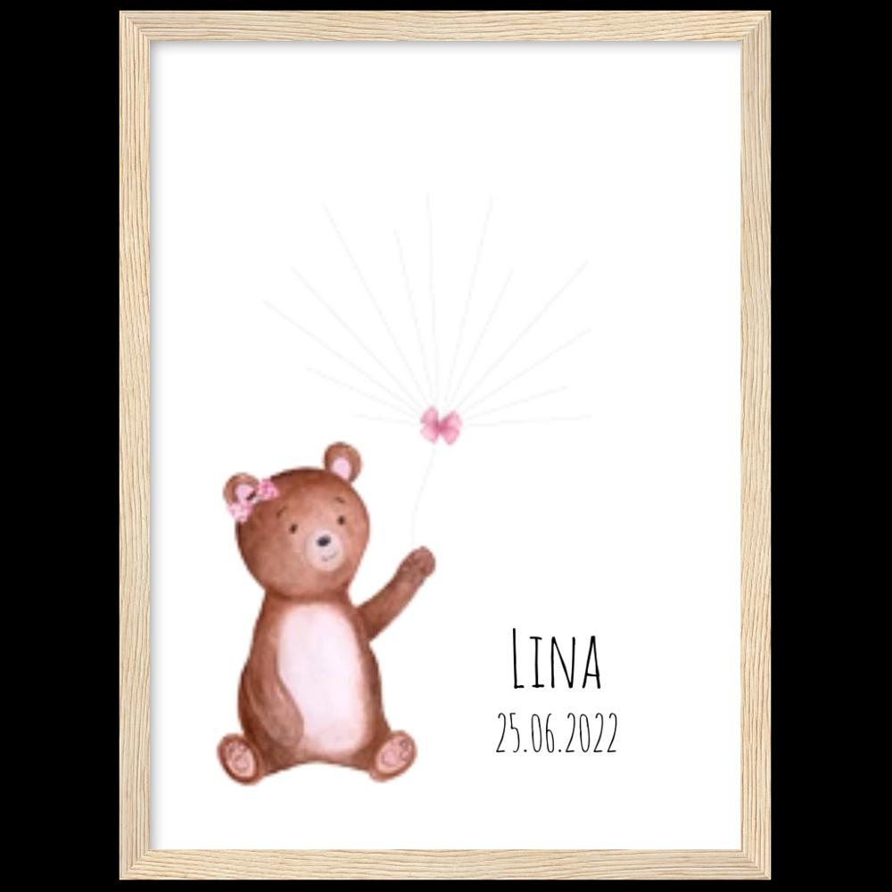 Poster mit Rahmen Mädchen Fingerprint Geburt Taufe