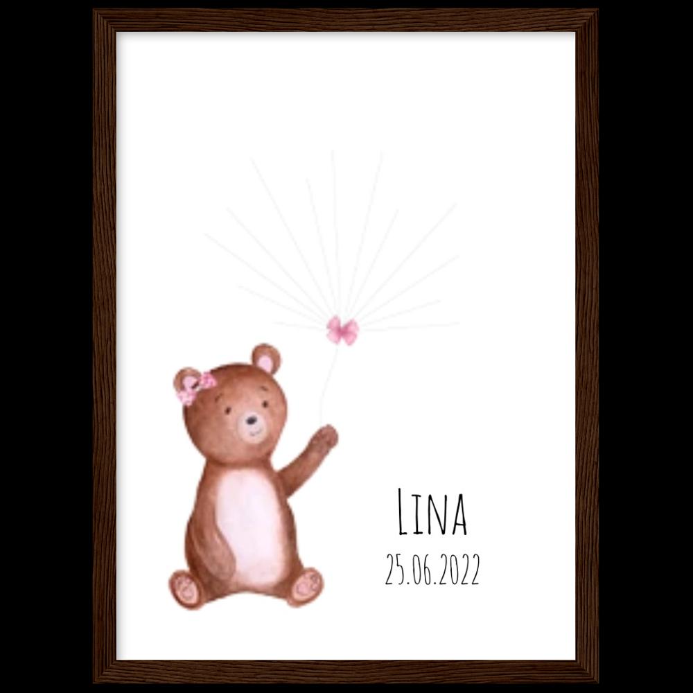 Poster mit Rahmen Mädchen Fingerprint Geburt Taufe