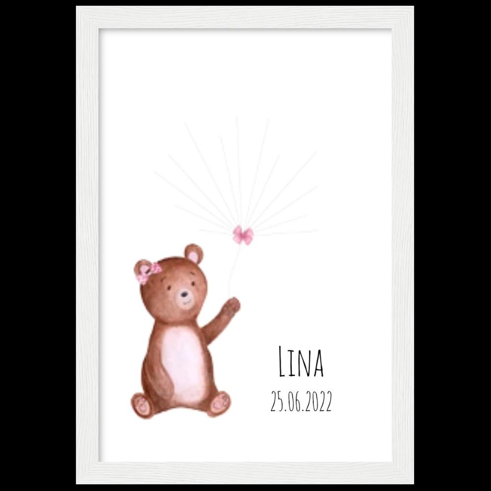 Poster mit Rahmen Mädchen Fingerprint Geburt Taufe